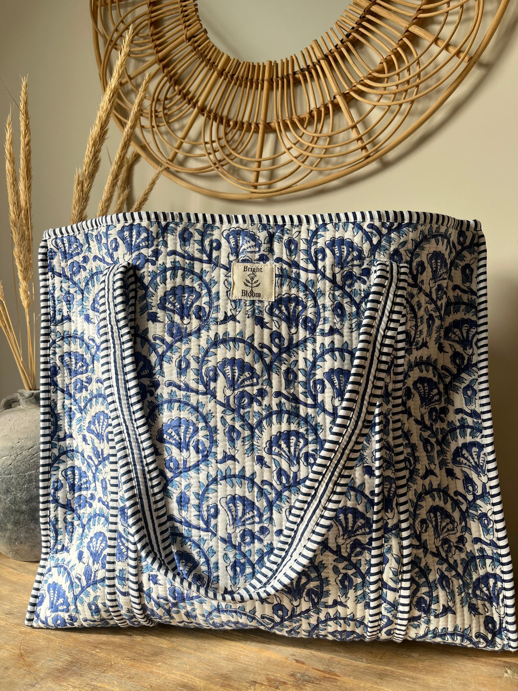 Large Tote Bag - Blue Vine