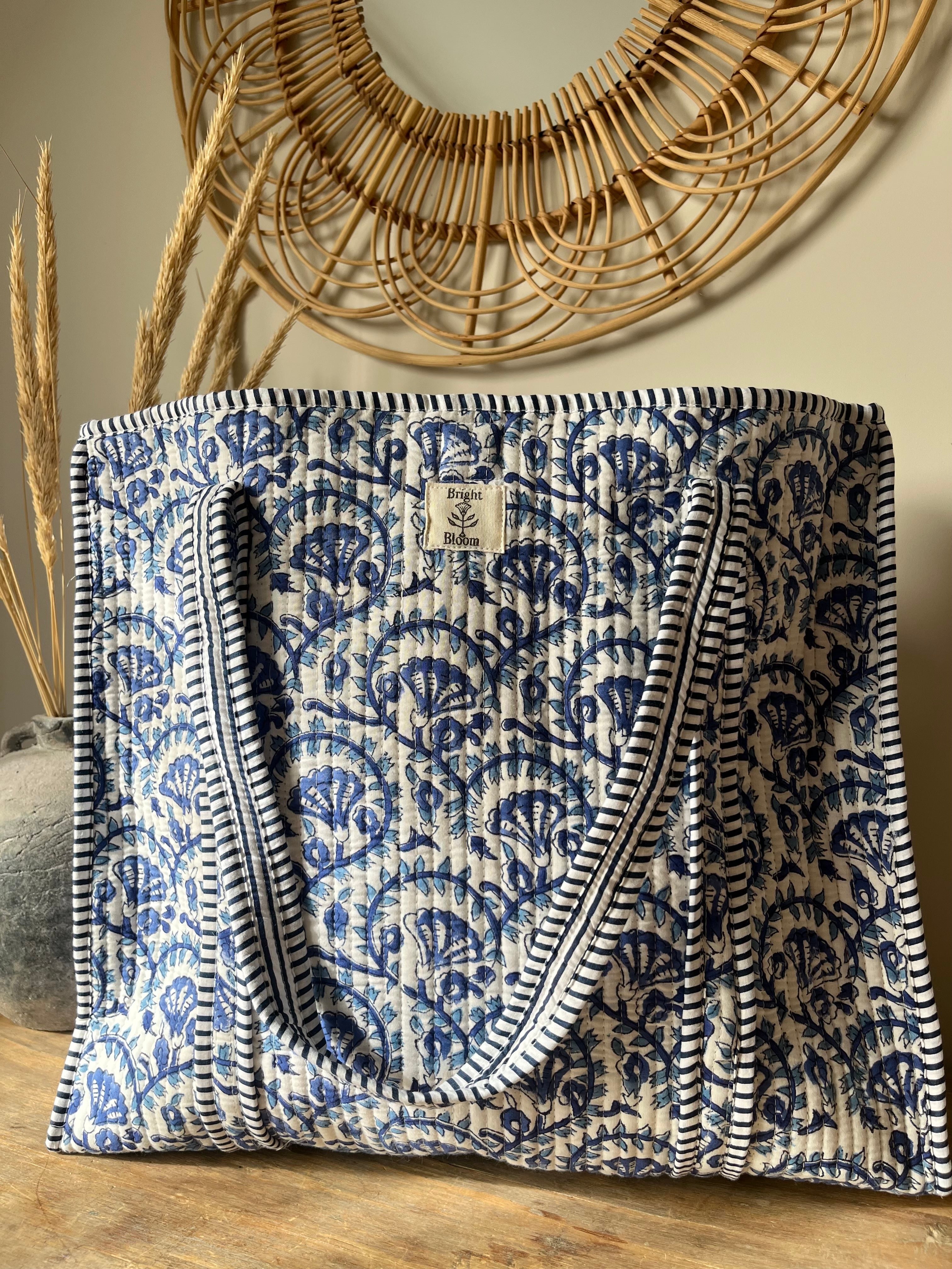 Large Tote Bag - Blue Vine
